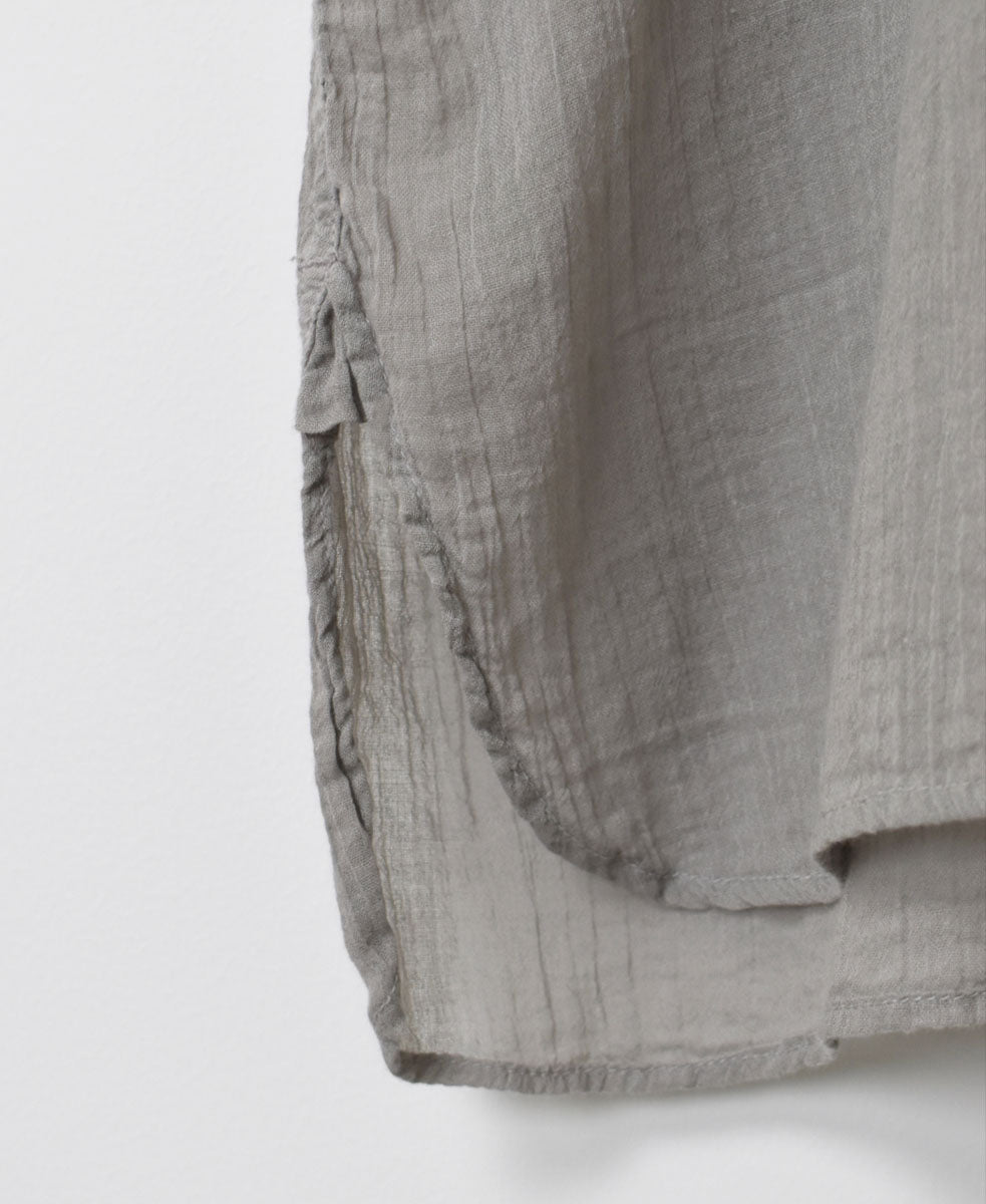 INAM2643GD 60s SINGLE GAUZE PLAIN OVERDYE UTILITY BANDED COLLAR LONG SHIRT