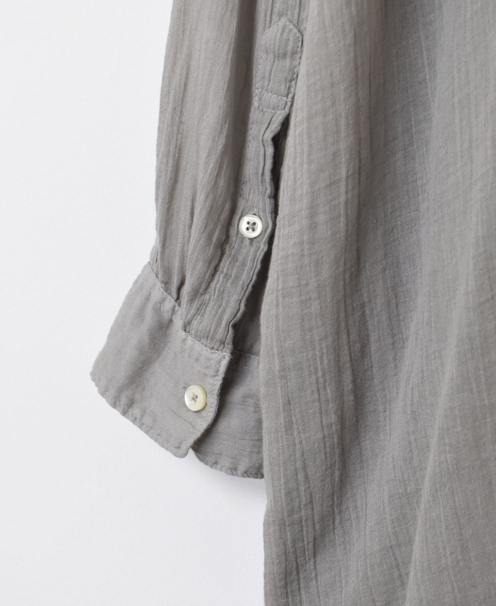 INAM2643GD 60s SINGLE GAUZE PLAIN OVERDYE UTILITY BANDED COLLAR LONG SHIRT
