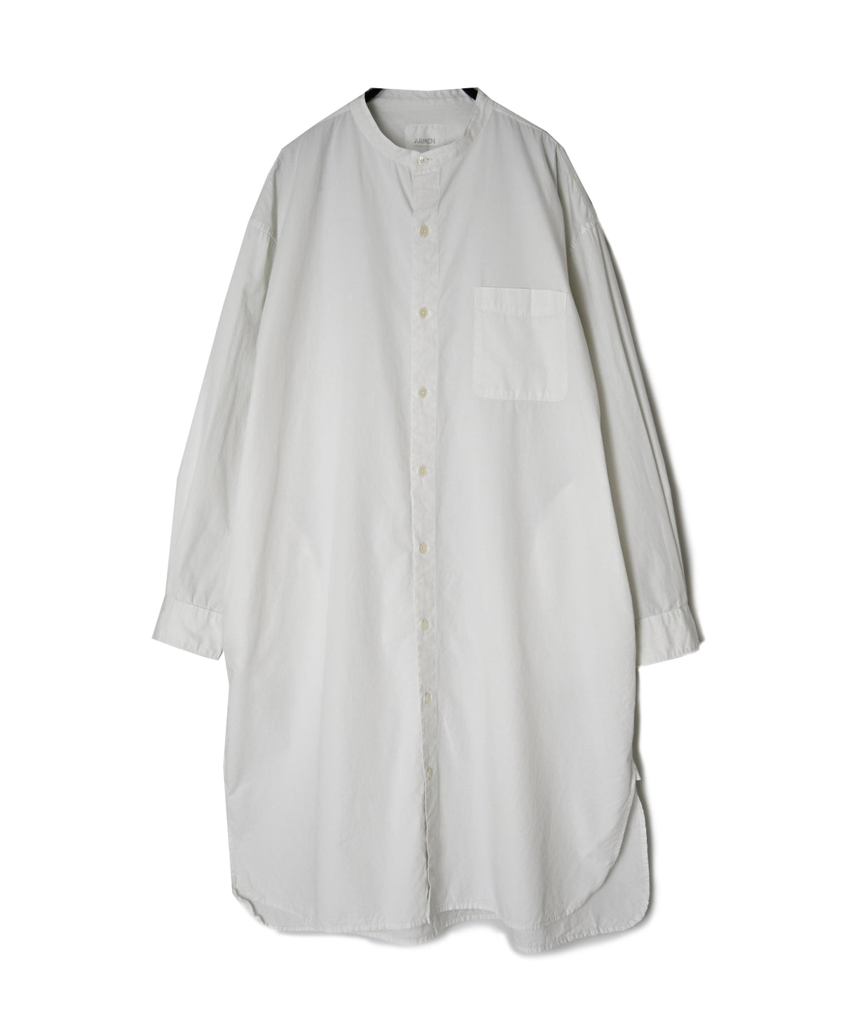 INAM2652PD 40s POPLIN OVERDYE UTILITY BANDED COLLAR LONG SHIRT