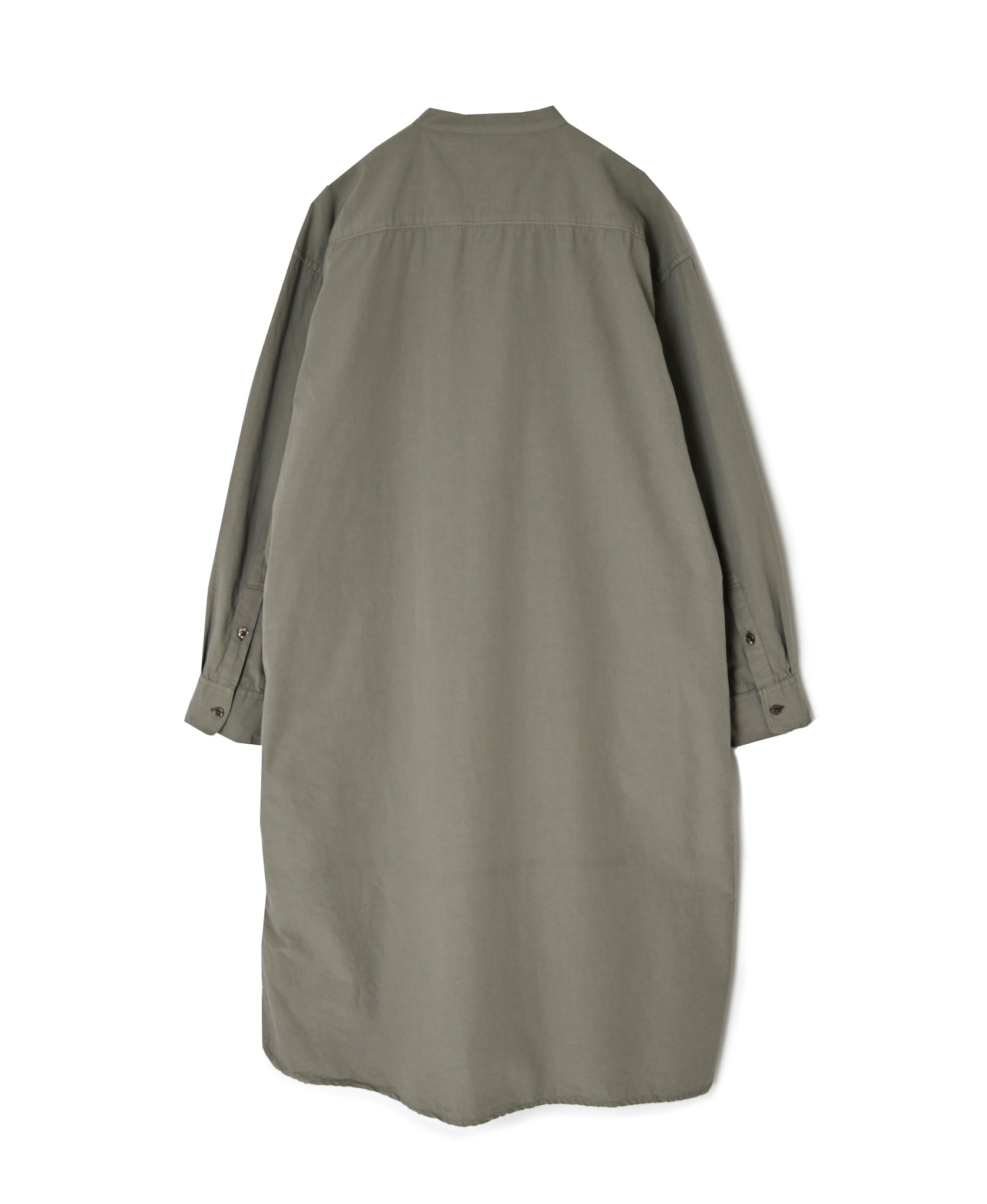 INAM2652PD 40s POPLIN OVERDYE UTILITY BANDED COLLAR LONG SHIRT
