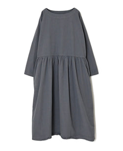 INAM2653PD 40s POPLIN OVERDYE BOAT NECK L/SL ONE-PIECE