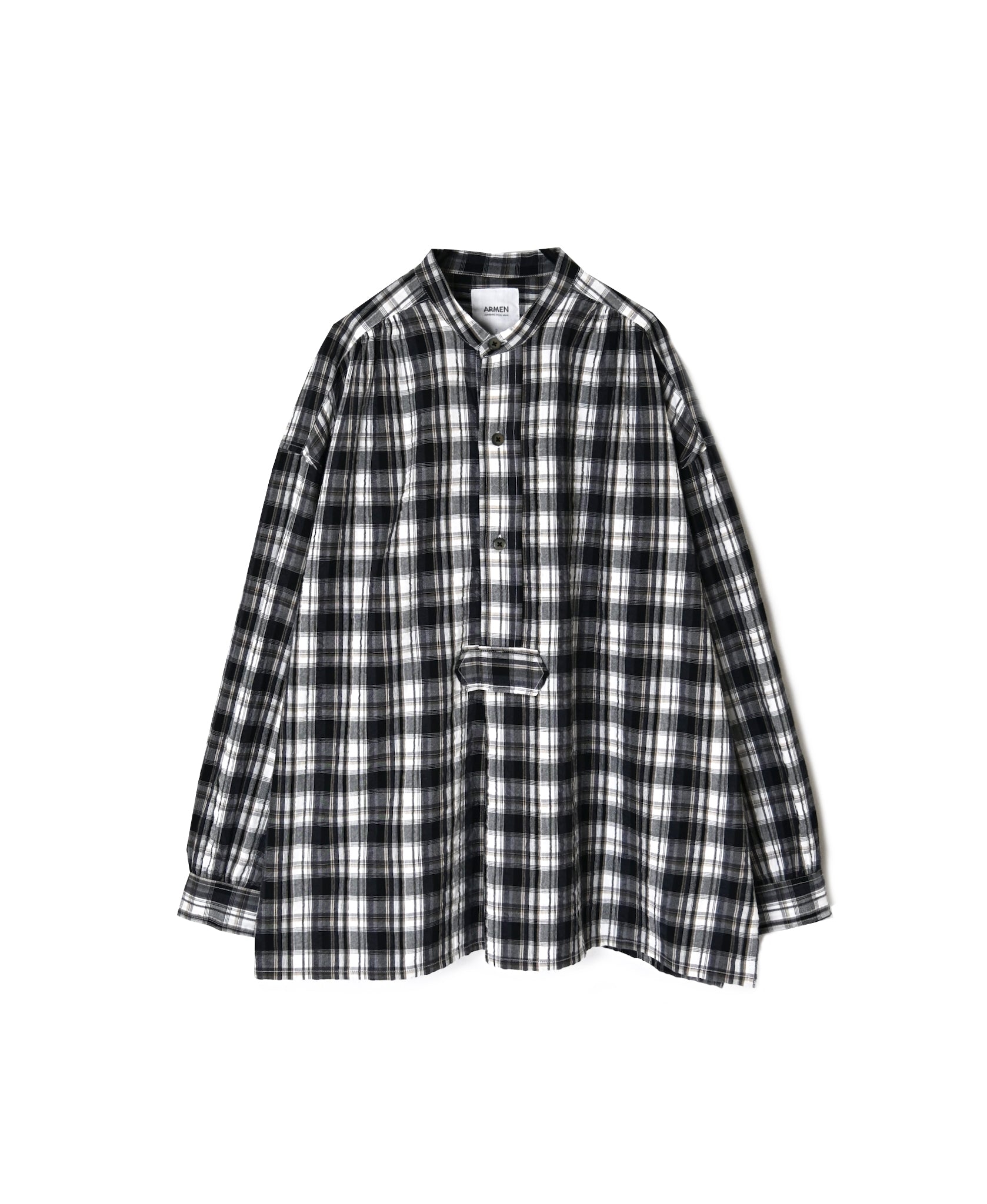 INAM2672 YARN DYED COTTON CHECK WORK GATHER SHIRT