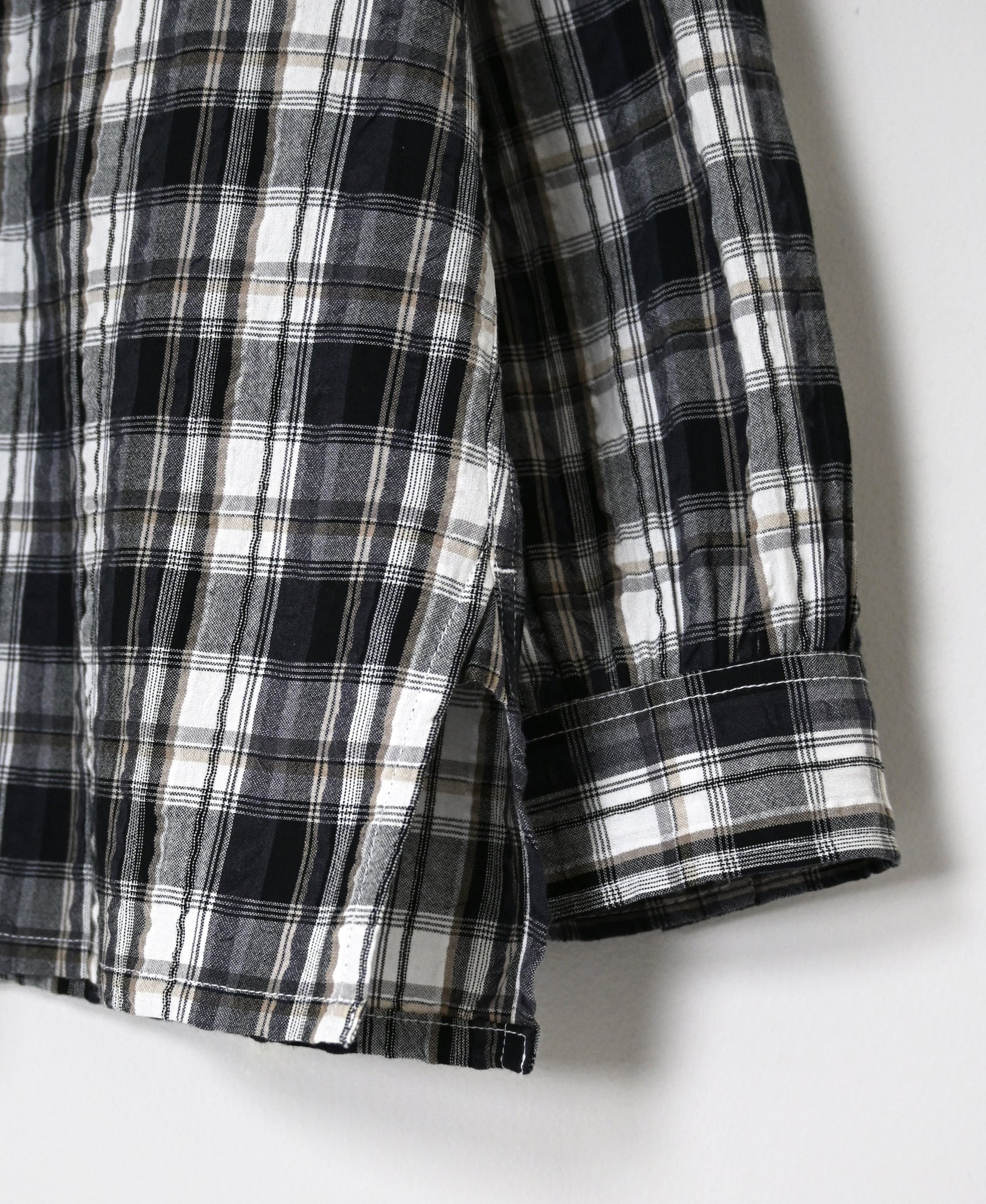 INAM2672 YARN DYED COTTON CHECK WORK GATHER SHIRT
