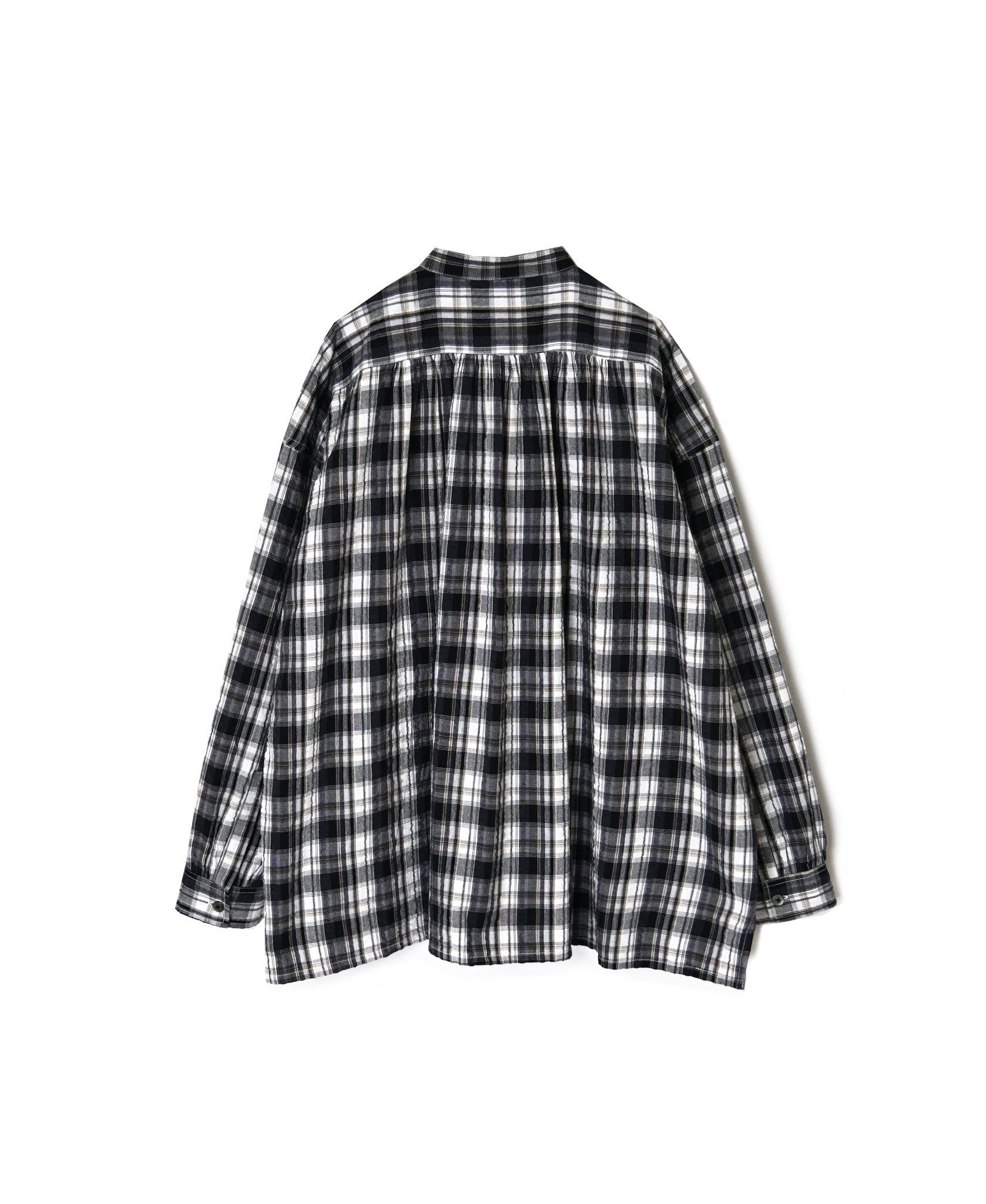 INAM2672 YARN DYED COTTON CHECK WORK GATHER SHIRT