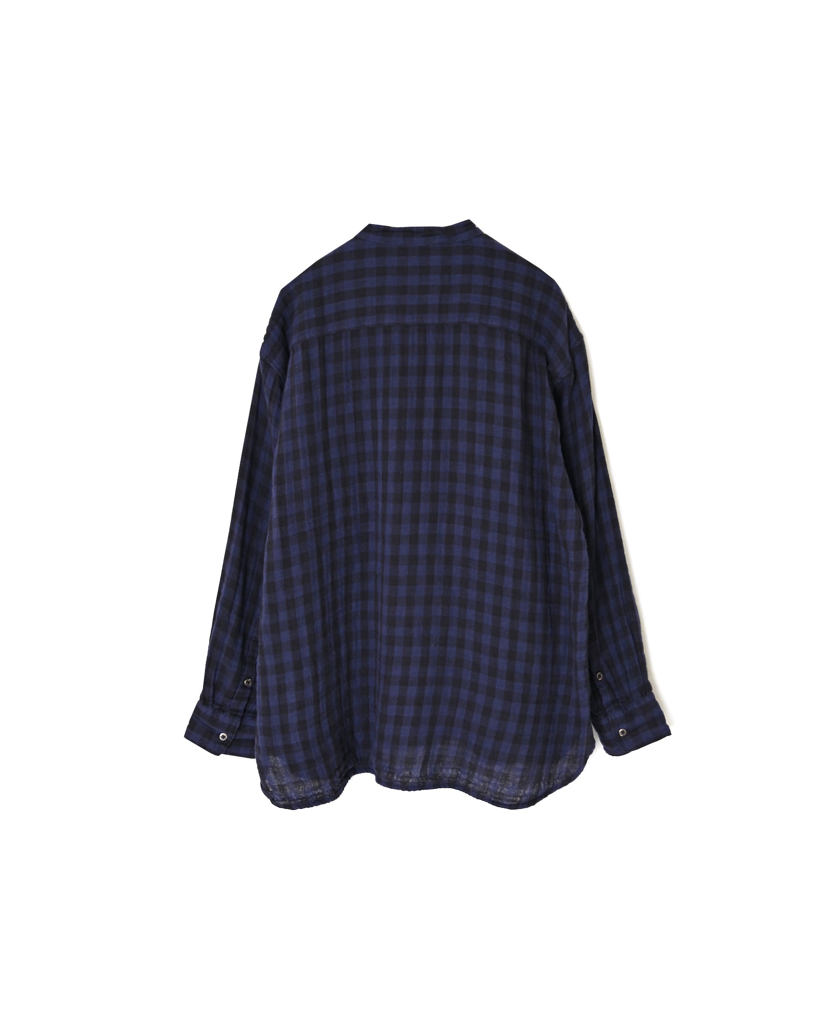 INAM2681DGD COTTON DOUBLE GAUZE CHECK OVERDYE UTILITY BANDED COLLAR SHIRT