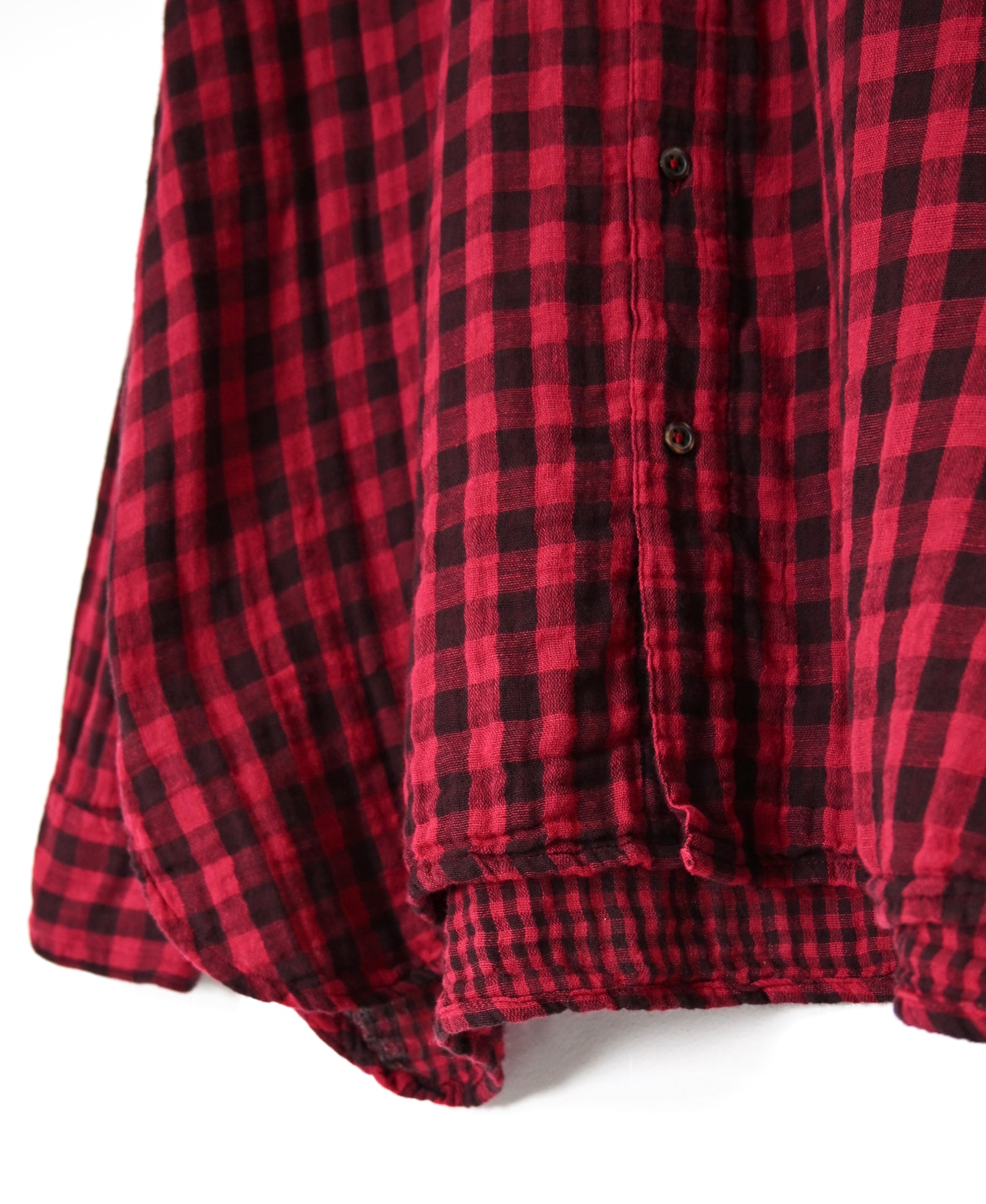 INAM2681DGD COTTON DOUBLE GAUZE CHECK OVERDYE UTILITY BANDED COLLAR SHIRT
