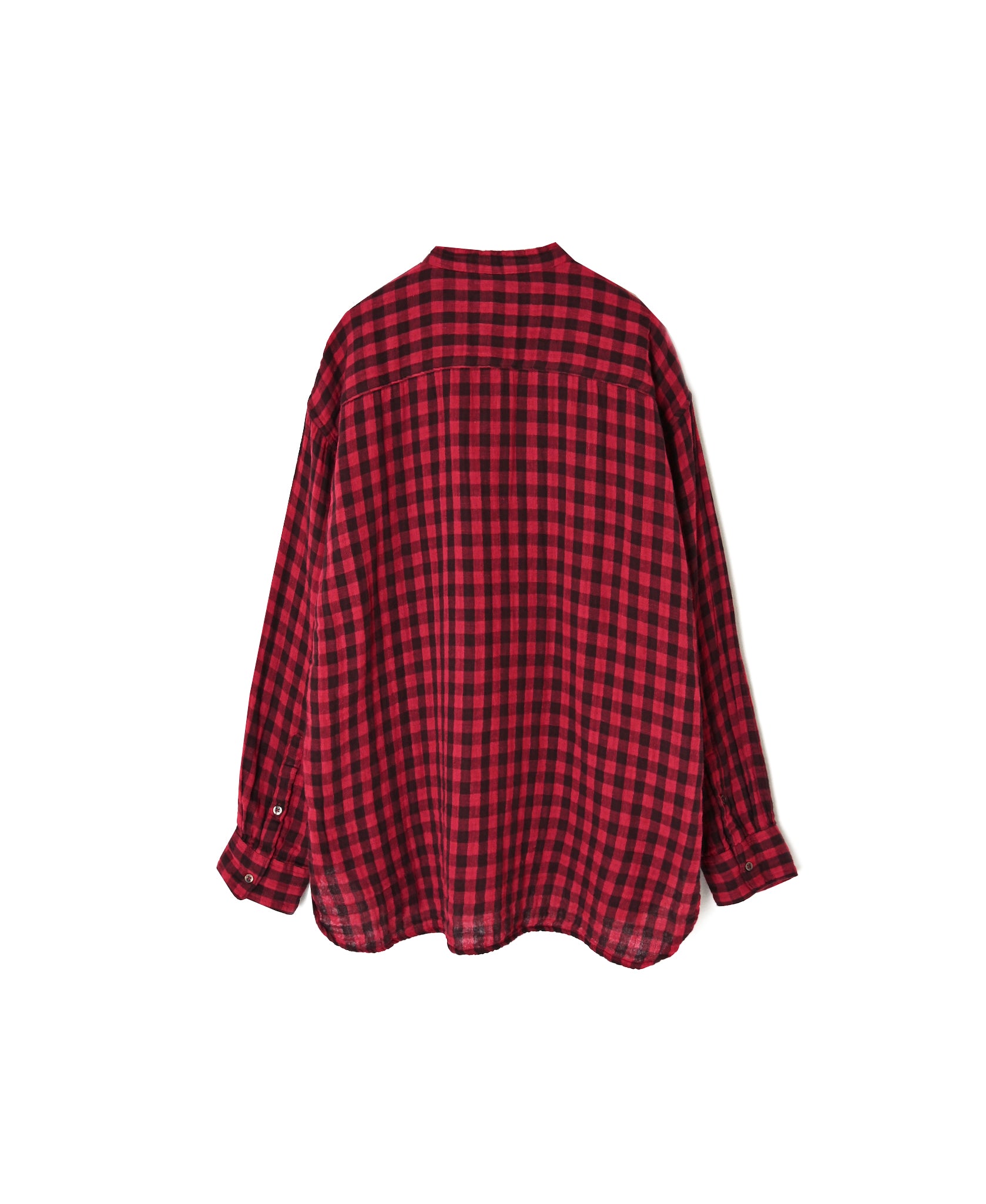 INAM2681DGD COTTON DOUBLE GAUZE CHECK OVERDYE UTILITY BANDED COLLAR SHIRT