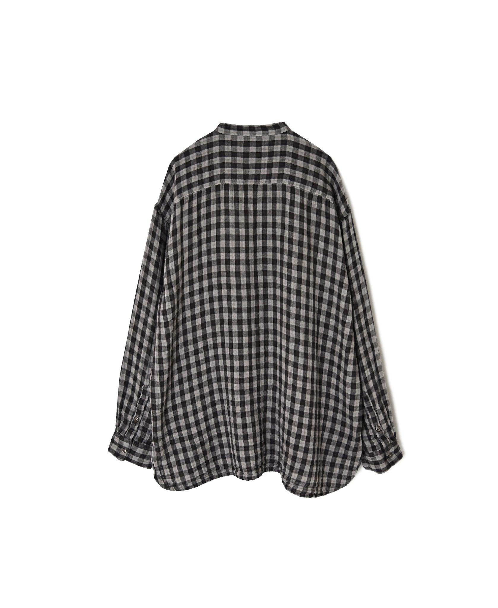 INAM2681DGD COTTON DOUBLE GAUZE CHECK OVERDYE UTILITY BANDED COLLAR SHIRT