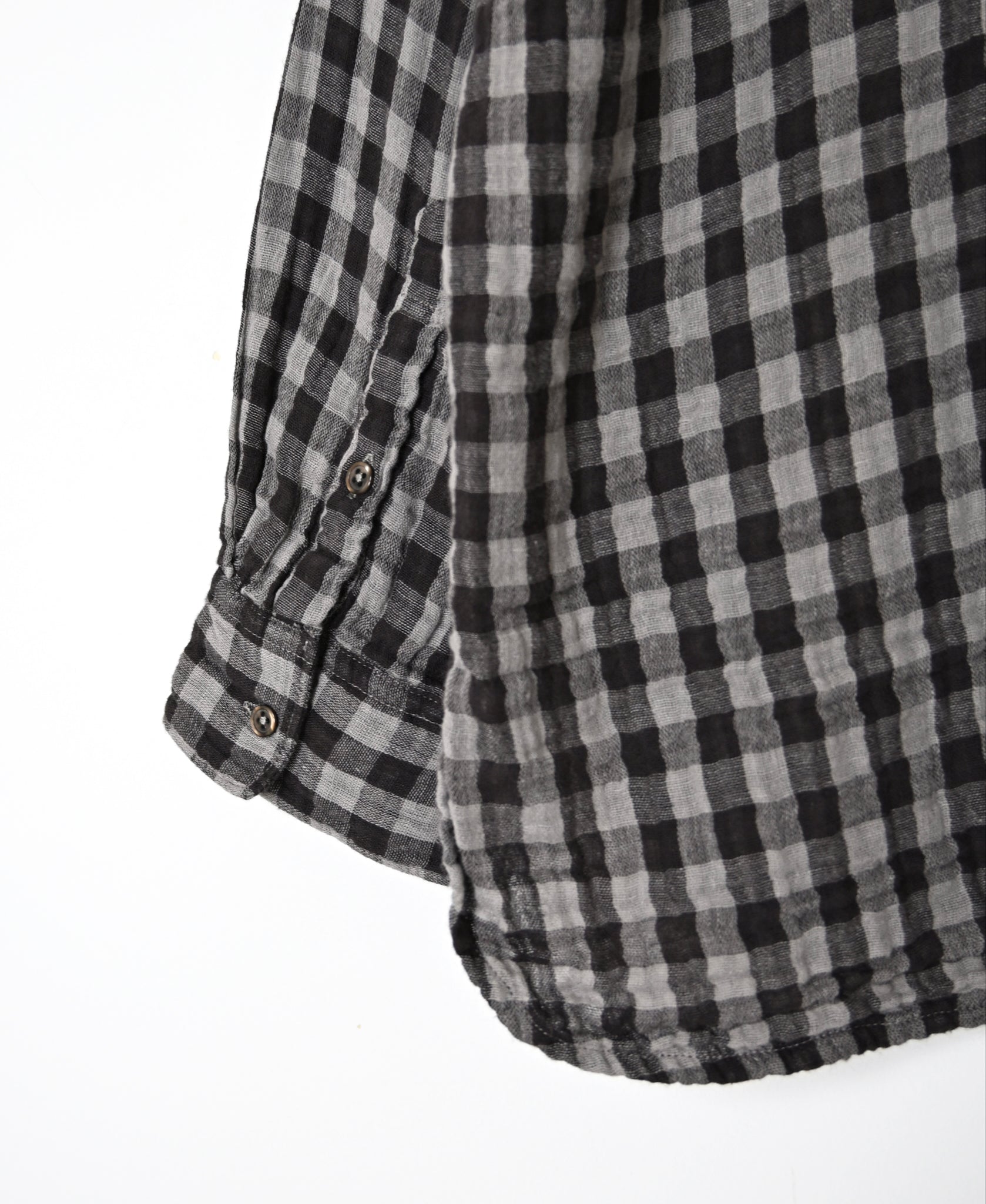 INAM2681DGD COTTON DOUBLE GAUZE CHECK OVERDYE UTILITY BANDED COLLAR SHIRT