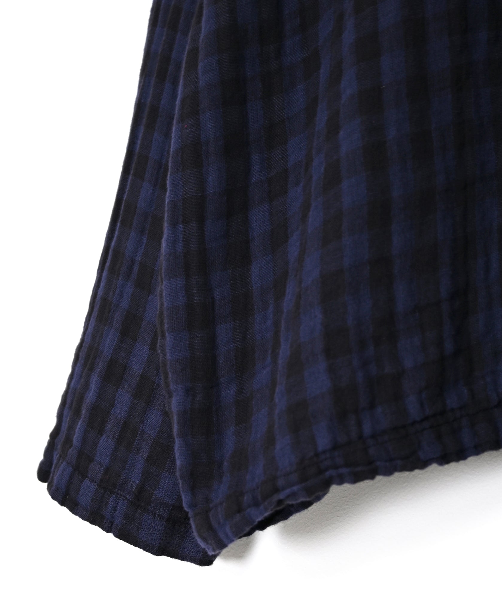 INAM2683DGD COTTON DOUBLE GAUZE CHECK OVERDYE CREW NECK CARDIGAN
