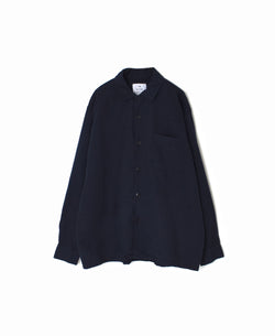 INHT2512CLD COTTON LINEN PLAIN  OVERDYE ONE-UP COLLAR SHIRT
