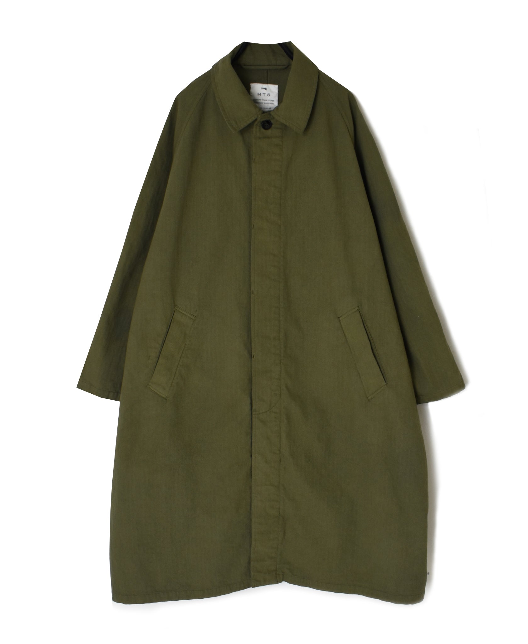 INHT2651D COTTON HERRINGBONE PLAIN OVERDYE BALMACAAN COAT
