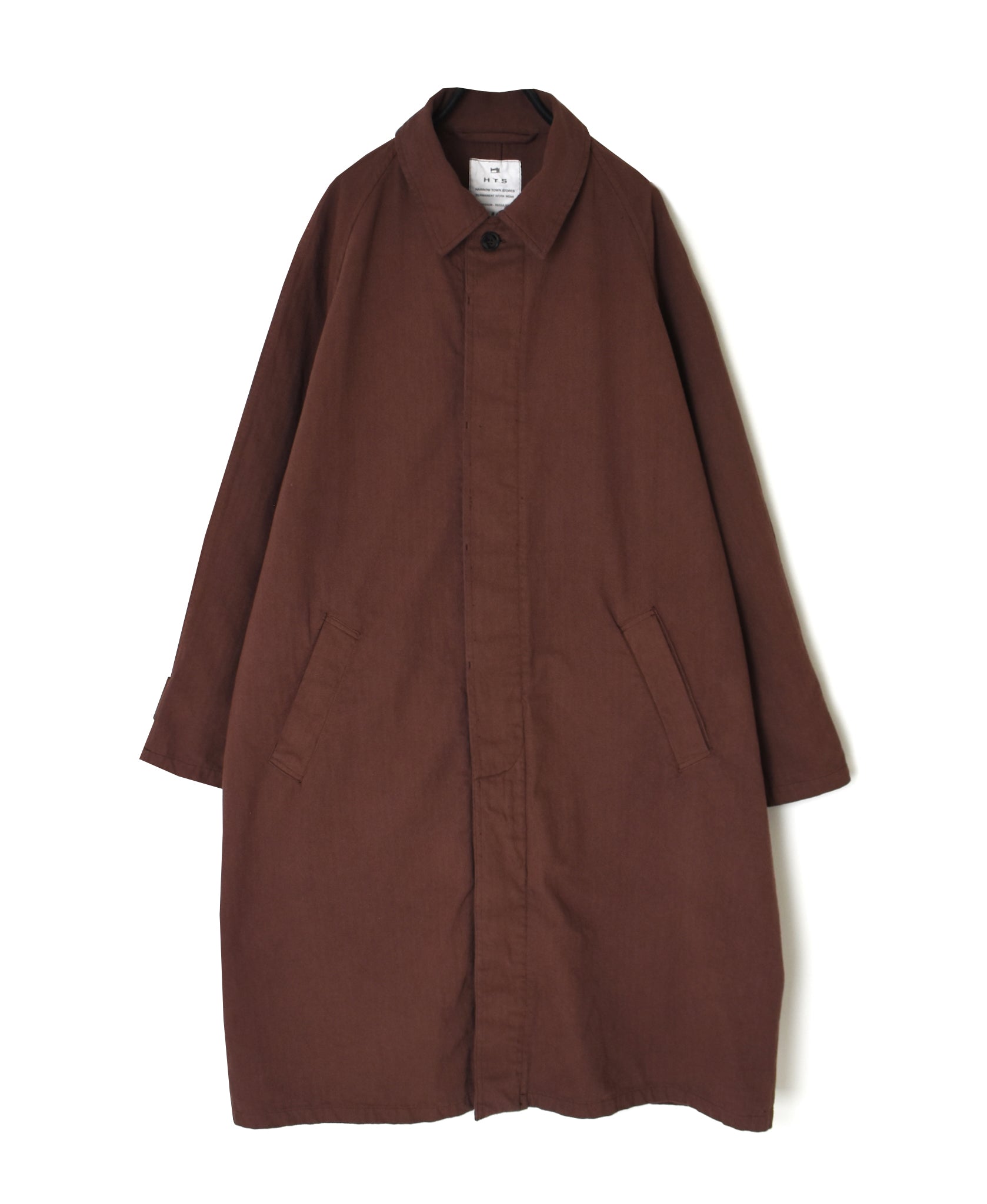 INHT2651D COTTON HERRINGBONE PLAIN OVERDYE BALMACAAN COAT