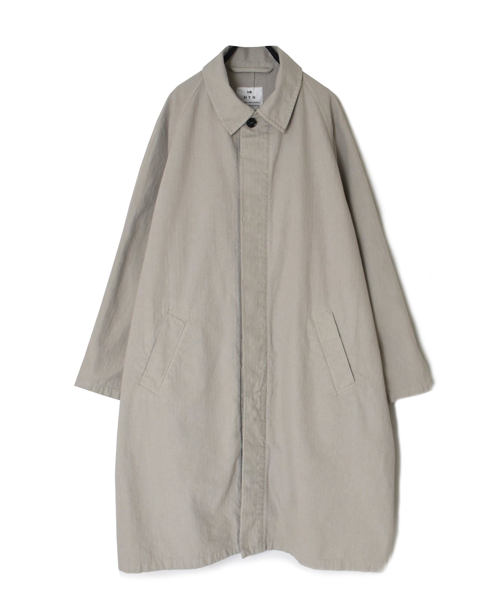INHT2651D COTTON HERRINGBONE PLAIN OVERDYE BALMACAAN COAT