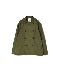INHT2652D COTTON HERRINGBONE PLAIN OVERDYE STAND COLLAR DOUBLE BREAST JACKET