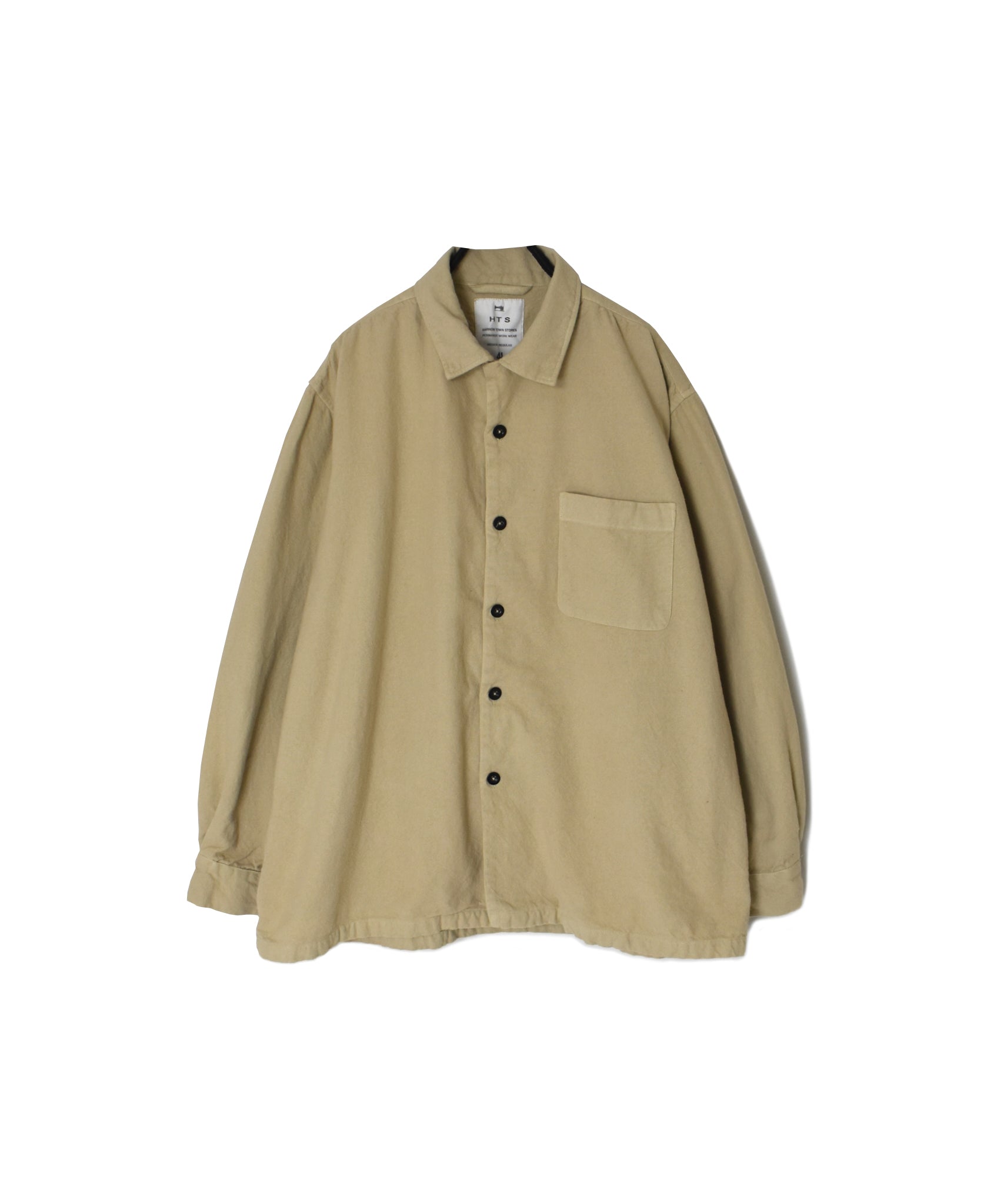 INHT2671D COTTON FLANNEL PLAIN OVERDYE ONE-UP COLLAR SHIRT