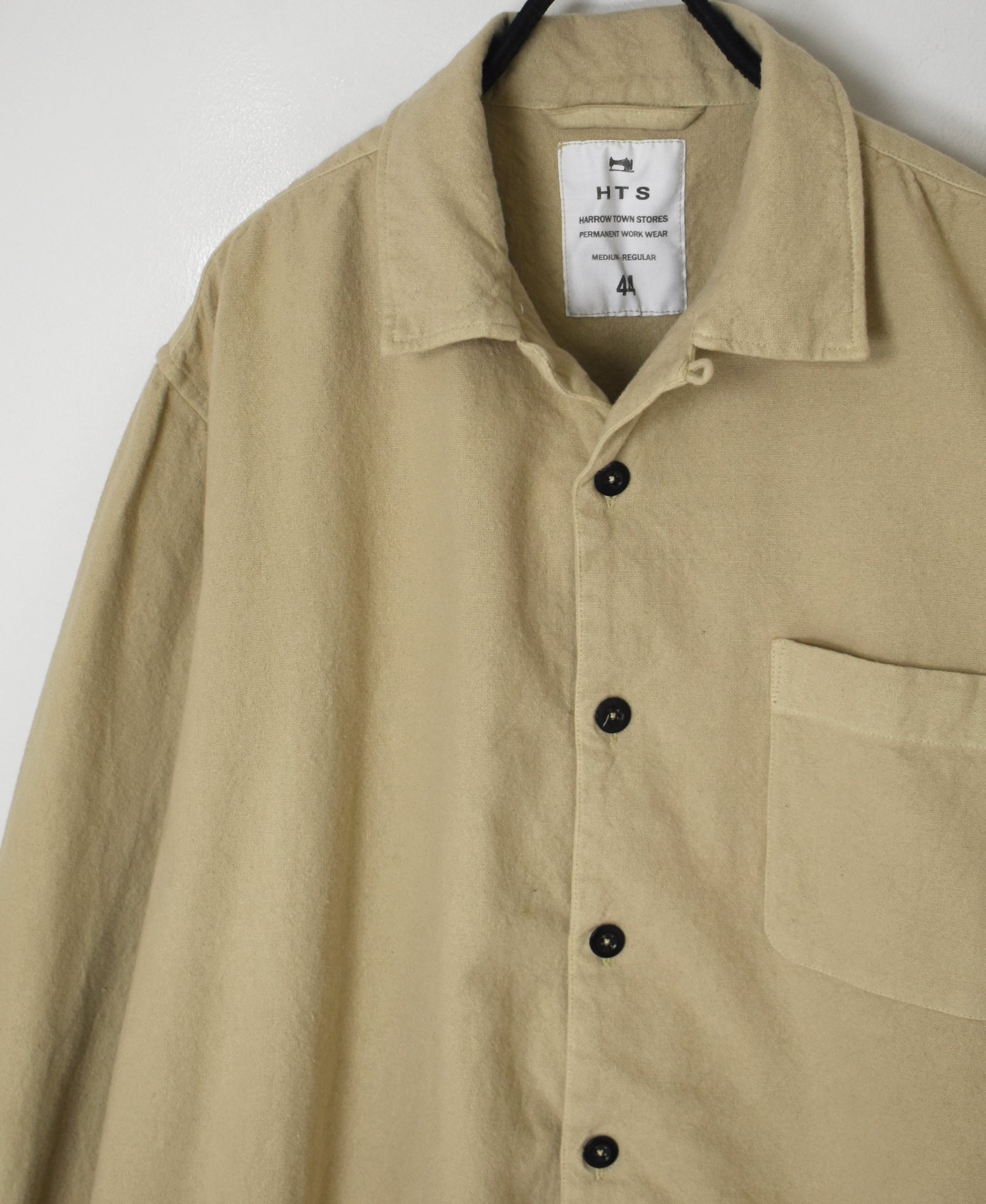 INHT2671D COTTON FLANNEL PLAIN OVERDYE ONE-UP COLLAR SHIRT