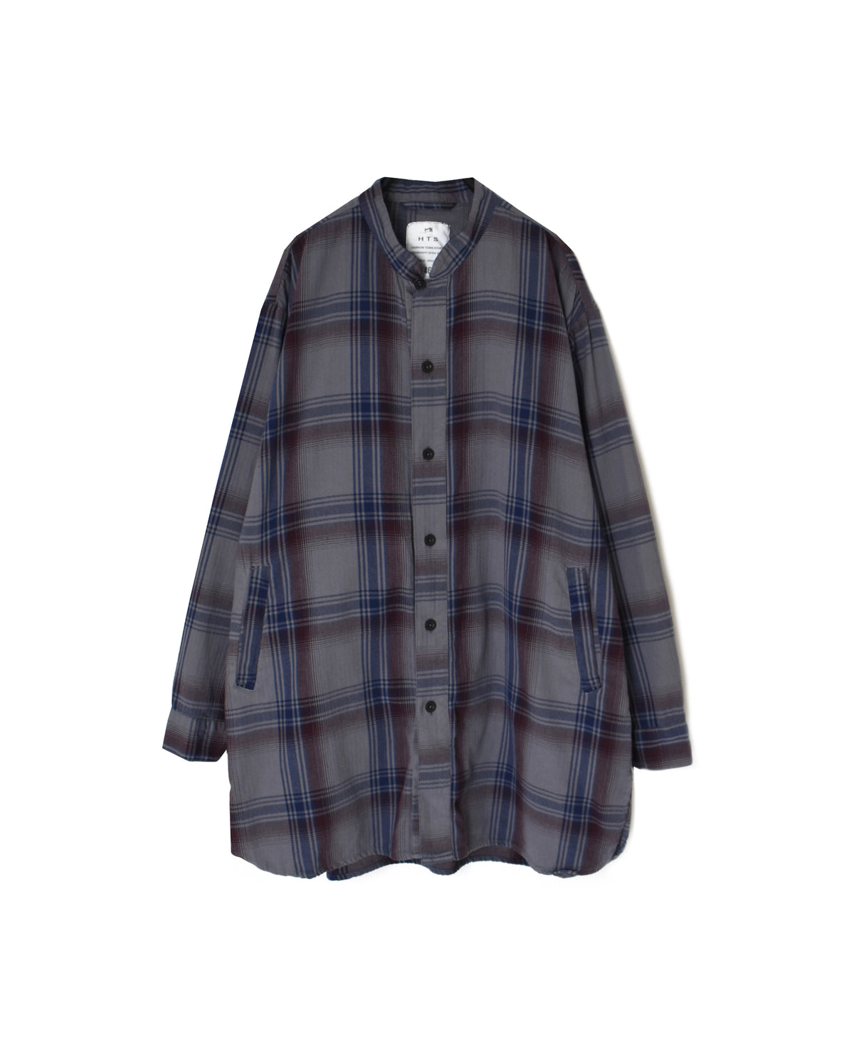 INHT2683CD COTTON CHECK OVERDYE STAND COLLAR SHIRT
