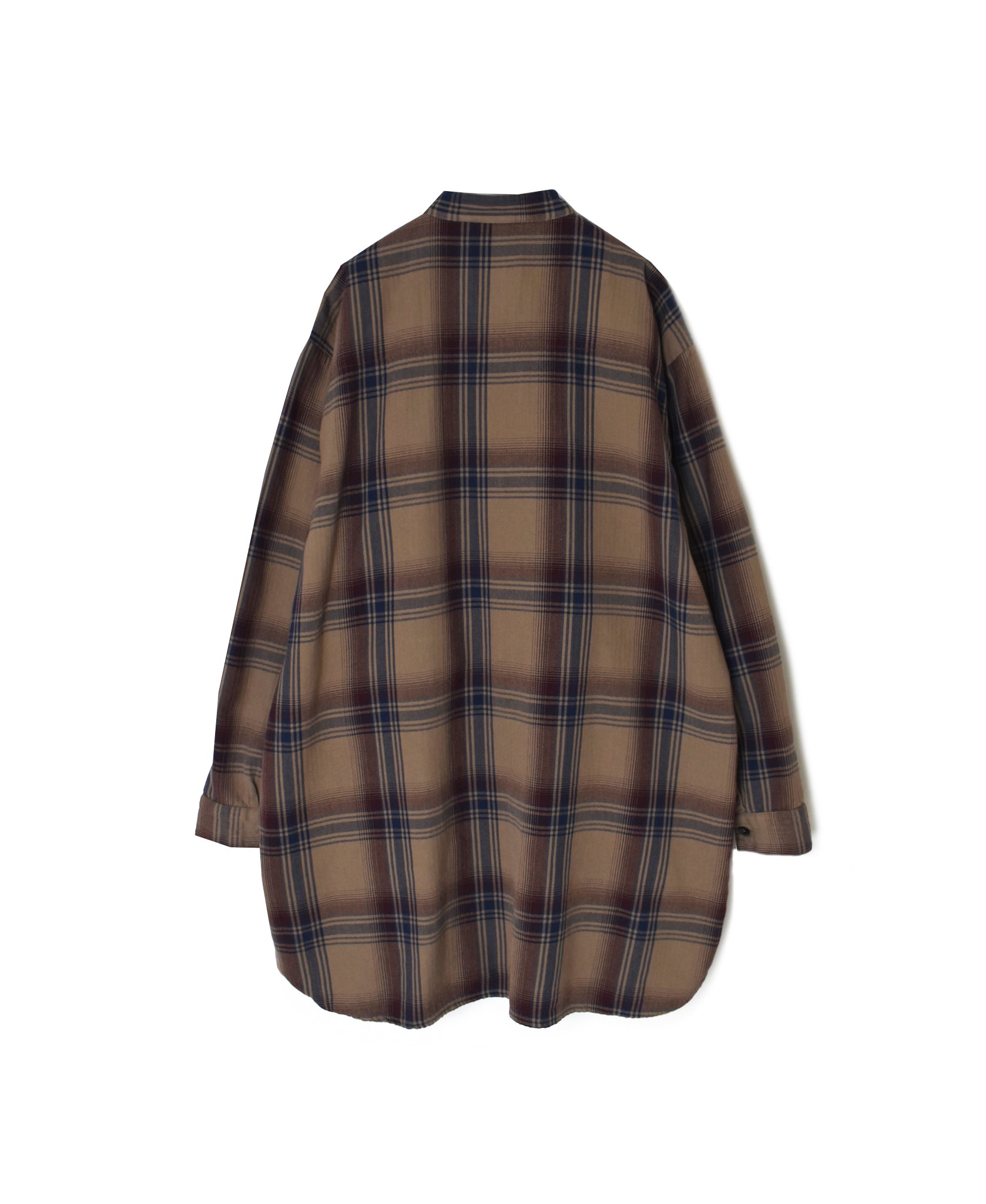 INHT2683CD COTTON CHECK OVERDYE STAND COLLAR SHIRT