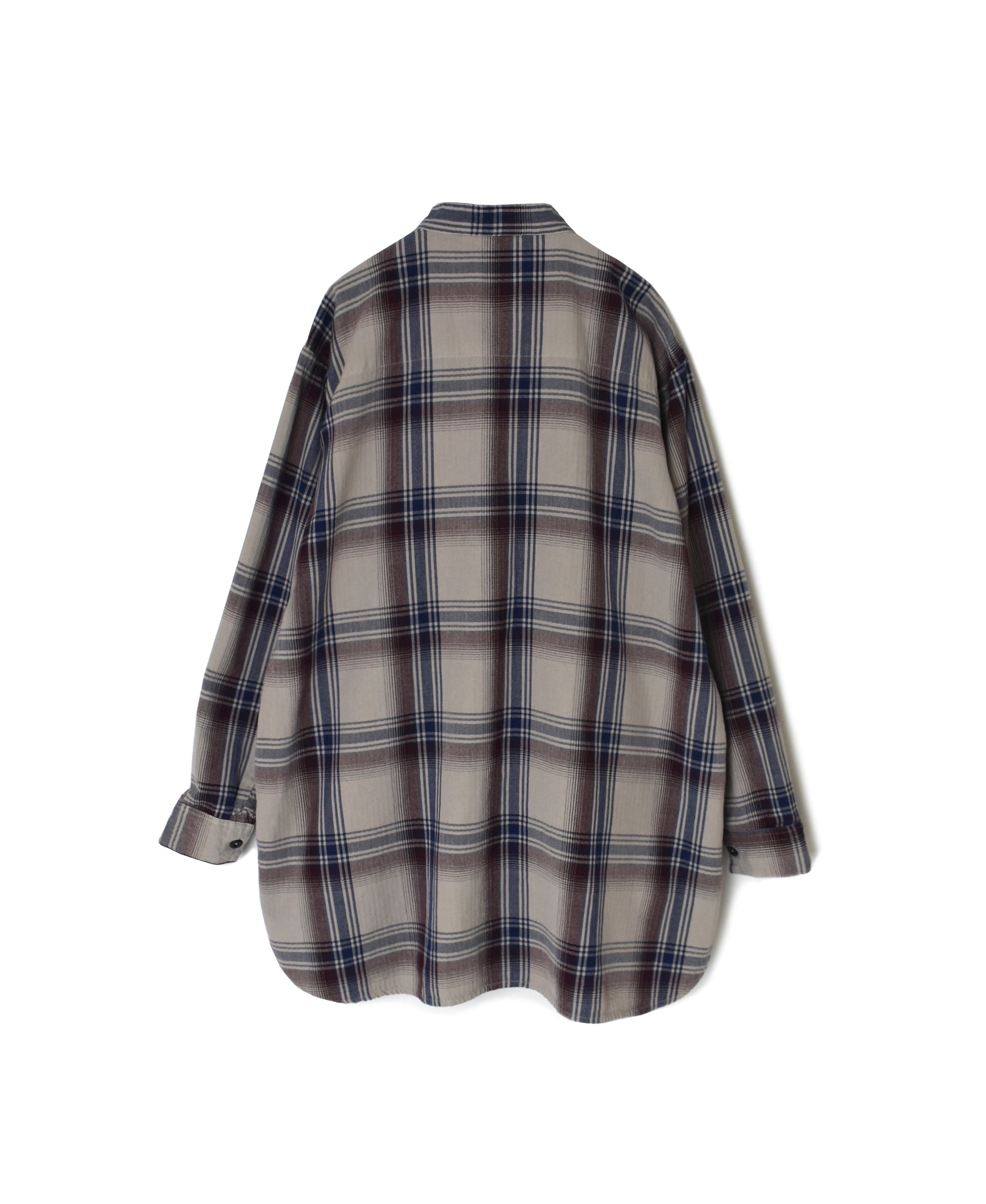 INHT2683CD COTTON CHECK OVERDYE STAND COLLAR SHIRT