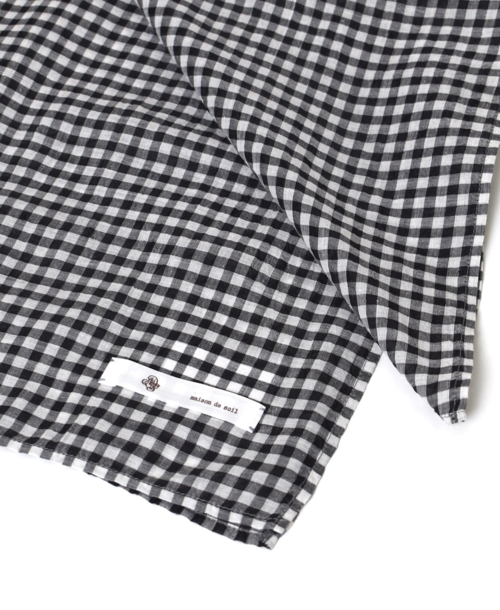 INMDS25026 HANDWOVEN COTTON/SILK GINGHAM CHECK SQUARE STOLE 58×58㎝
