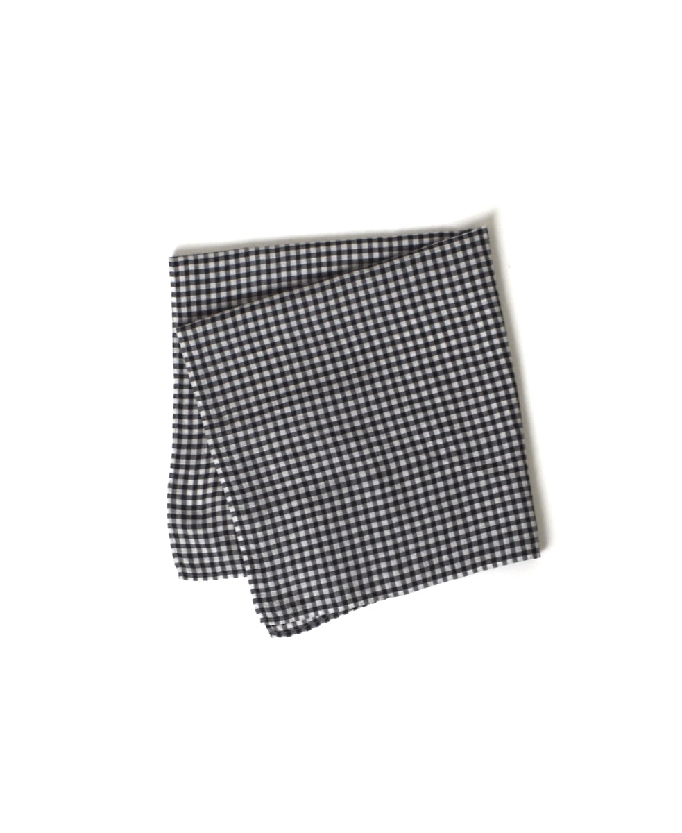 INMDS25026 HANDWOVEN COTTON/SILK GINGHAM CHECK SQUARE STOLE 58×58㎝