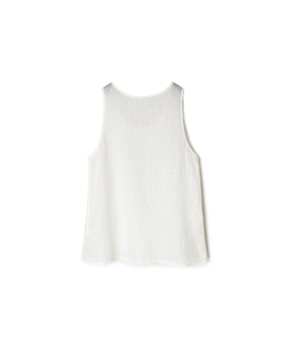 INMDS25081 HANDWOVEN COTTON SILK CHECK U-NECK TANK TOP