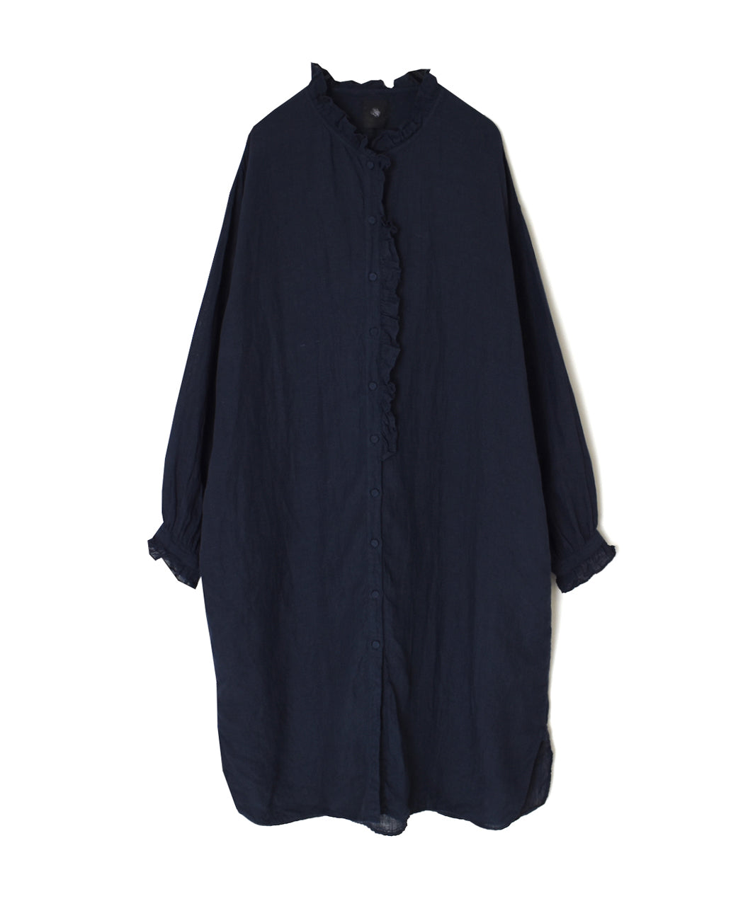 INMDS26002D 60s AUTOLOOM LINEN PLAIN OVERDYE FRILL COLLAR LONG SHIRTS