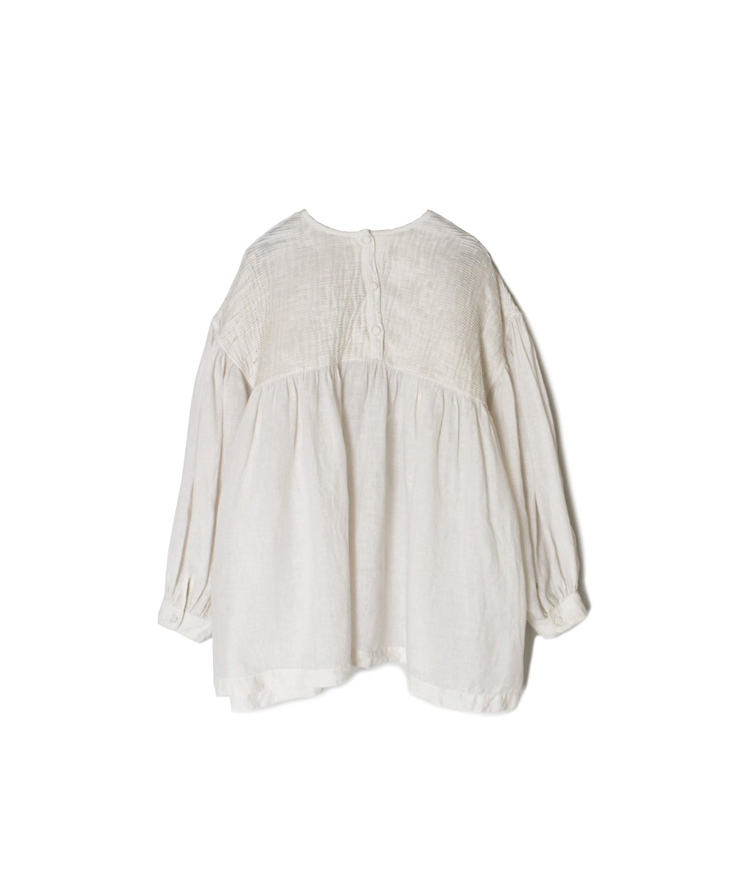 INMDS26003D 60s AUTOLOOM LINEN PLAIN OVERDYE BACK OPENING PULLOVER WITH MINI PINTUCK