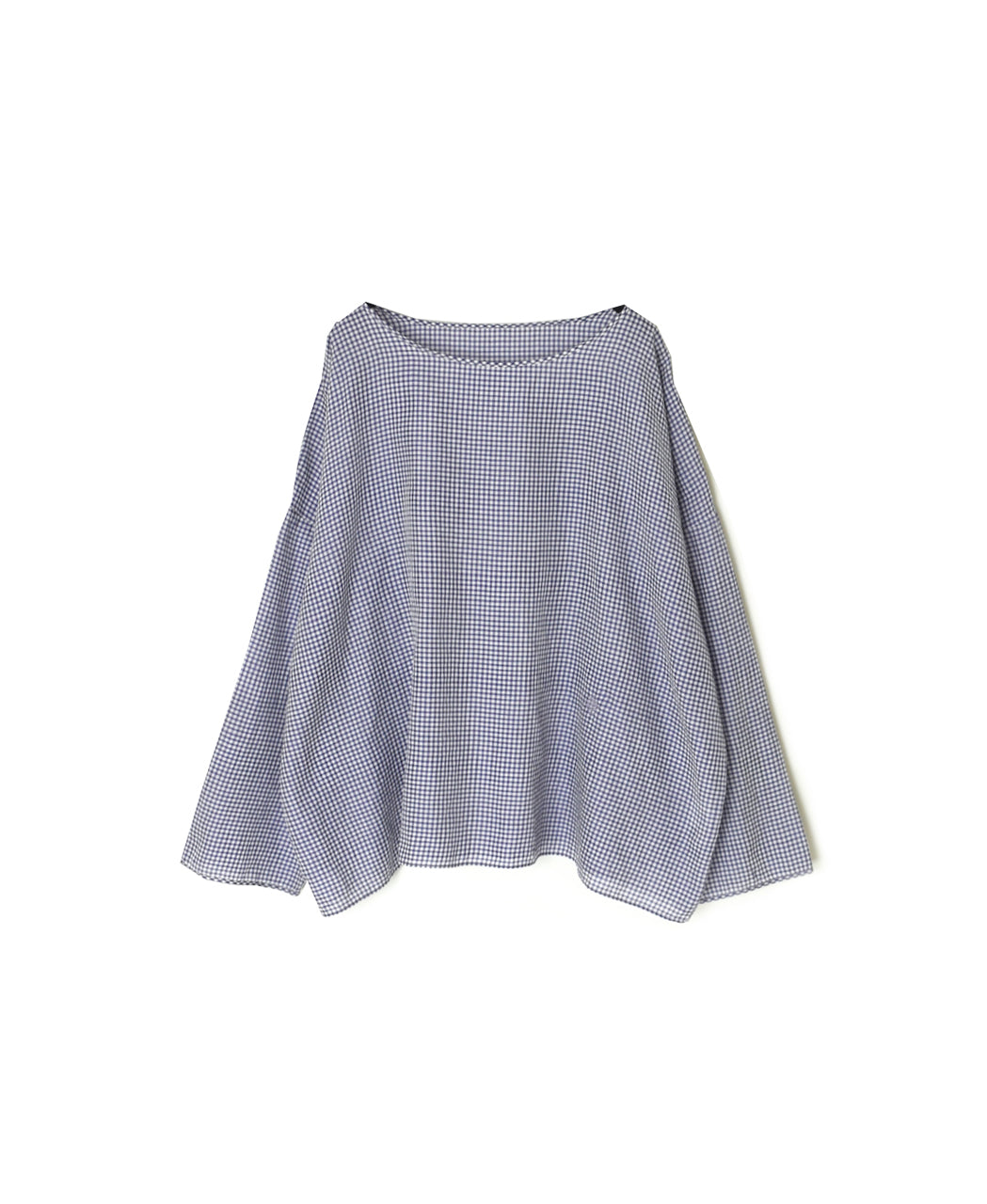 INMDS26022 HANDWOVEN COTTON/SILK SMALL GINGHAM CHECK DROP SHOULDER SMOCK
