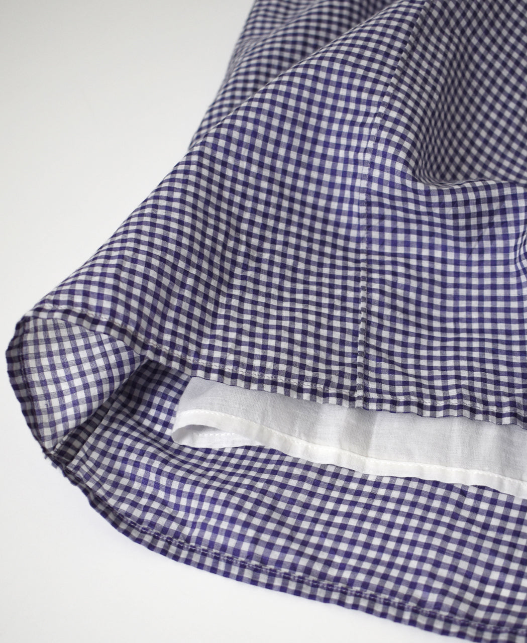 INMDS26026 HANDWOVEN COTTON/SILK SMALL GINGHAM CHECK GATHERED SKIRT