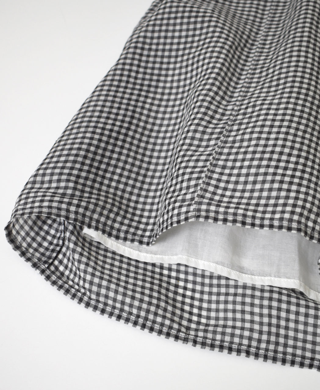 INMDS26026 HANDWOVEN COTTON/SILK SMALL GINGHAM CHECK GATHERED SKIRT