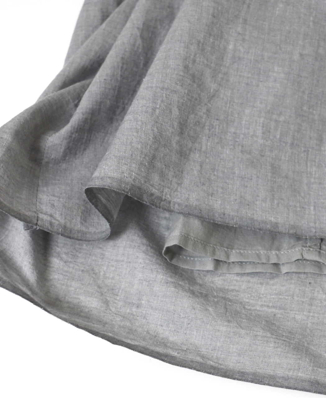 INMDS26043 HANDWOVEN YARN DYE CHAMBRAY PINTUCK FLARED SKIRT