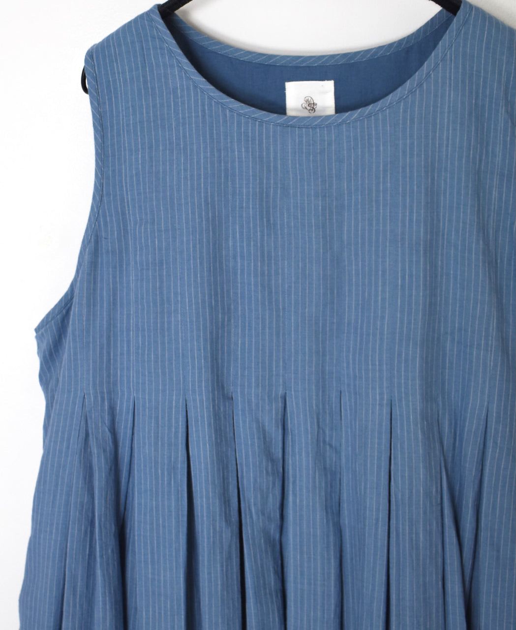 INMDS26063 HANDWOVEN COTTON STRIPE INVERTED PLEAT NO/SL PULLOVER DRESS