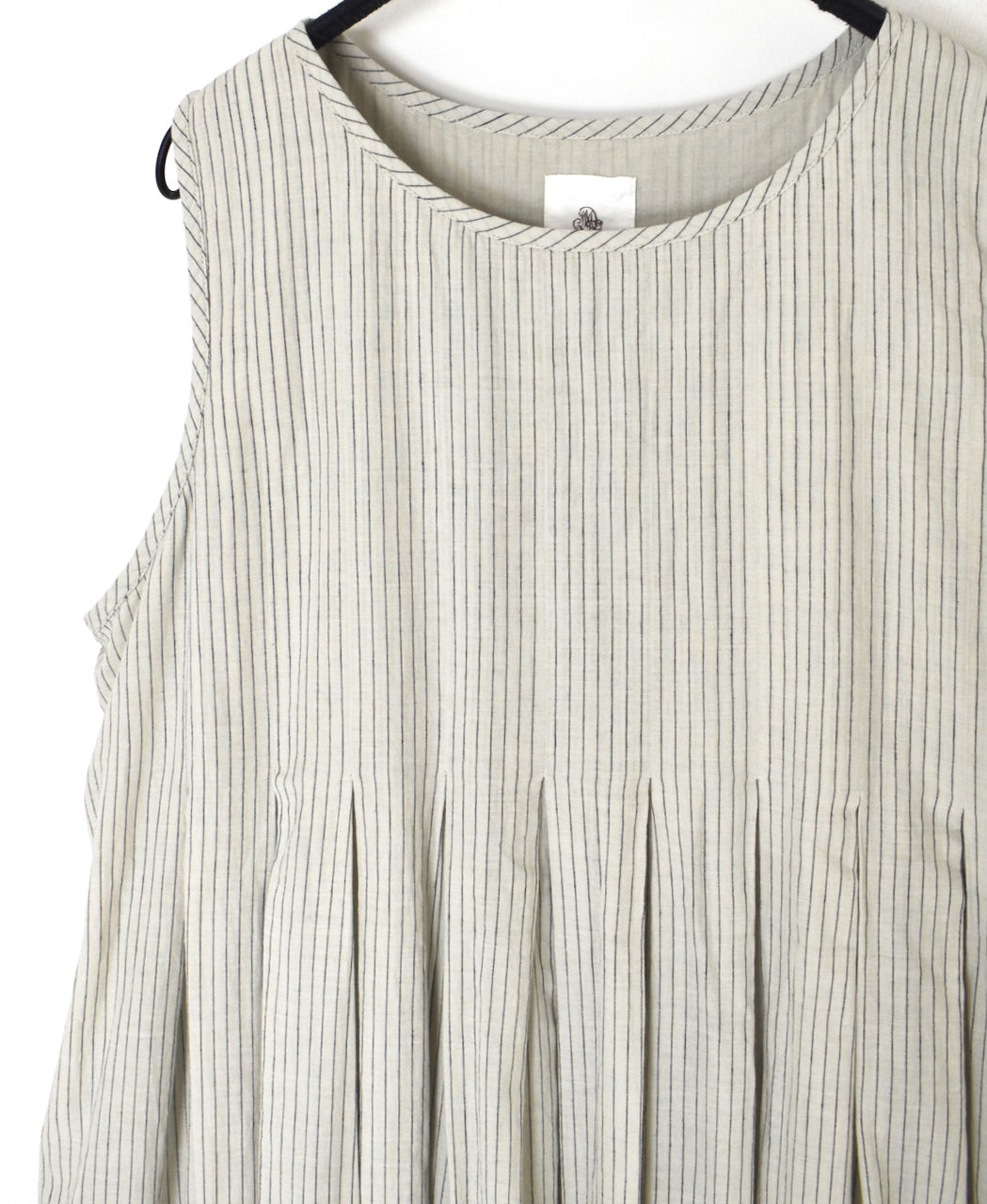 INMDS26063 HANDWOVEN COTTON STRIPE INVERTED PLEAT NO/SL PULLOVER DRESS