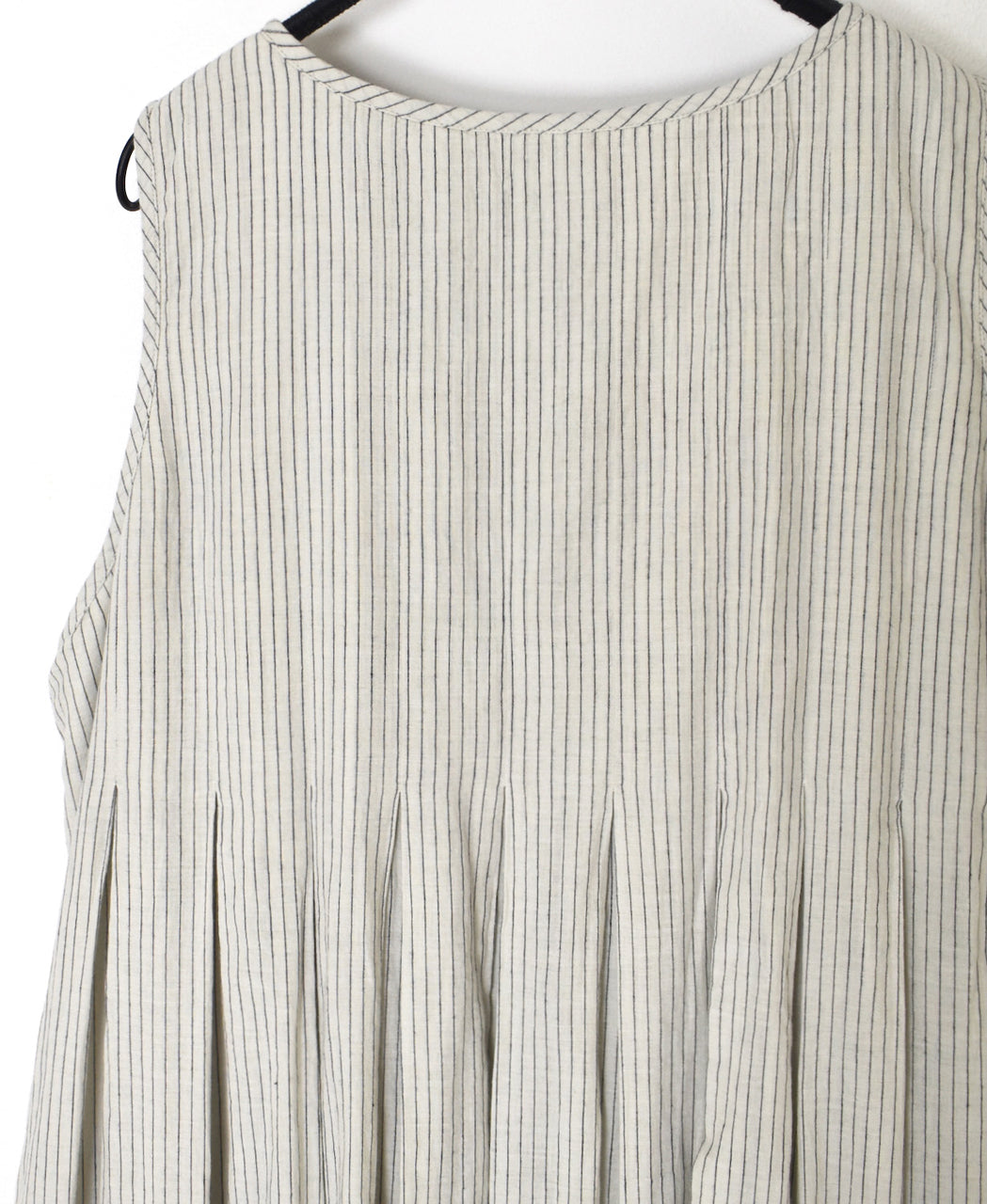 INMDS26063 HANDWOVEN COTTON STRIPE INVERTED PLEAT NO/SL PULLOVER DRESS
