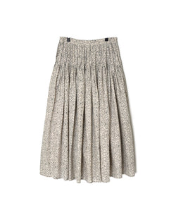 INMDS26123 POWER LOOM COTTON VOILE ARABESQUE HAND SCREEN PRINT FLARED SKIRT WITH PINTUCK