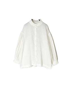 INMDS26702 TWILL COTTON KHADI PLAIN FRILL COLLAR SHIRTS WITH MINI PINTUCK