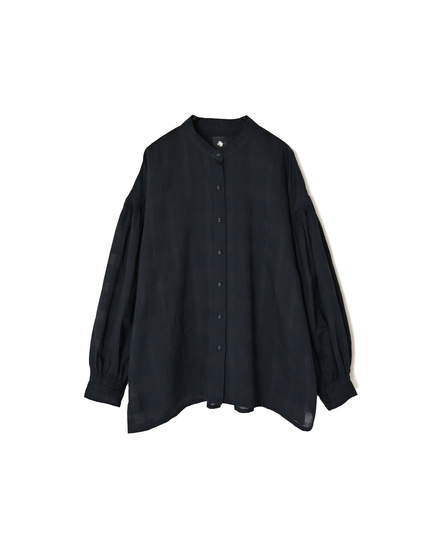 INMDS26711 COTTON/SILK SELF FINE CHECK BANDED COLLAR SHIRTS WITH MINI PINTUCK