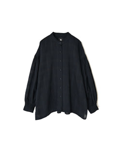 INMDS26711 COTTON/SILK SELF FINE CHECK BANDED COLLAR SHIRTS WITH MINI PINTUCK