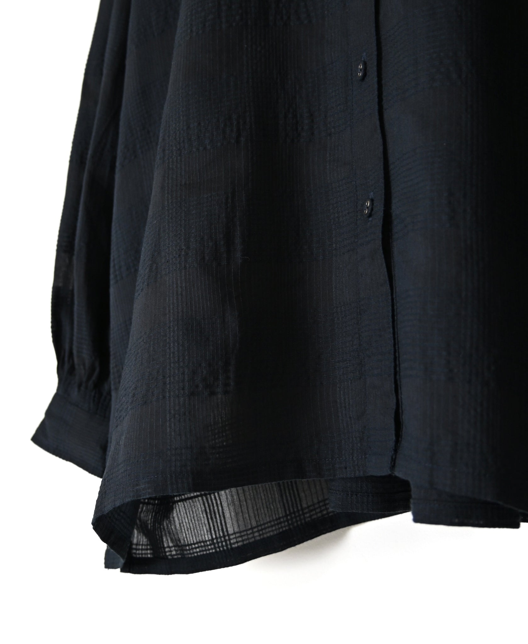 INMDS26711 COTTON/SILK SELF FINE CHECK BANDED COLLAR SHIRTS WITH MINI PINTUCK