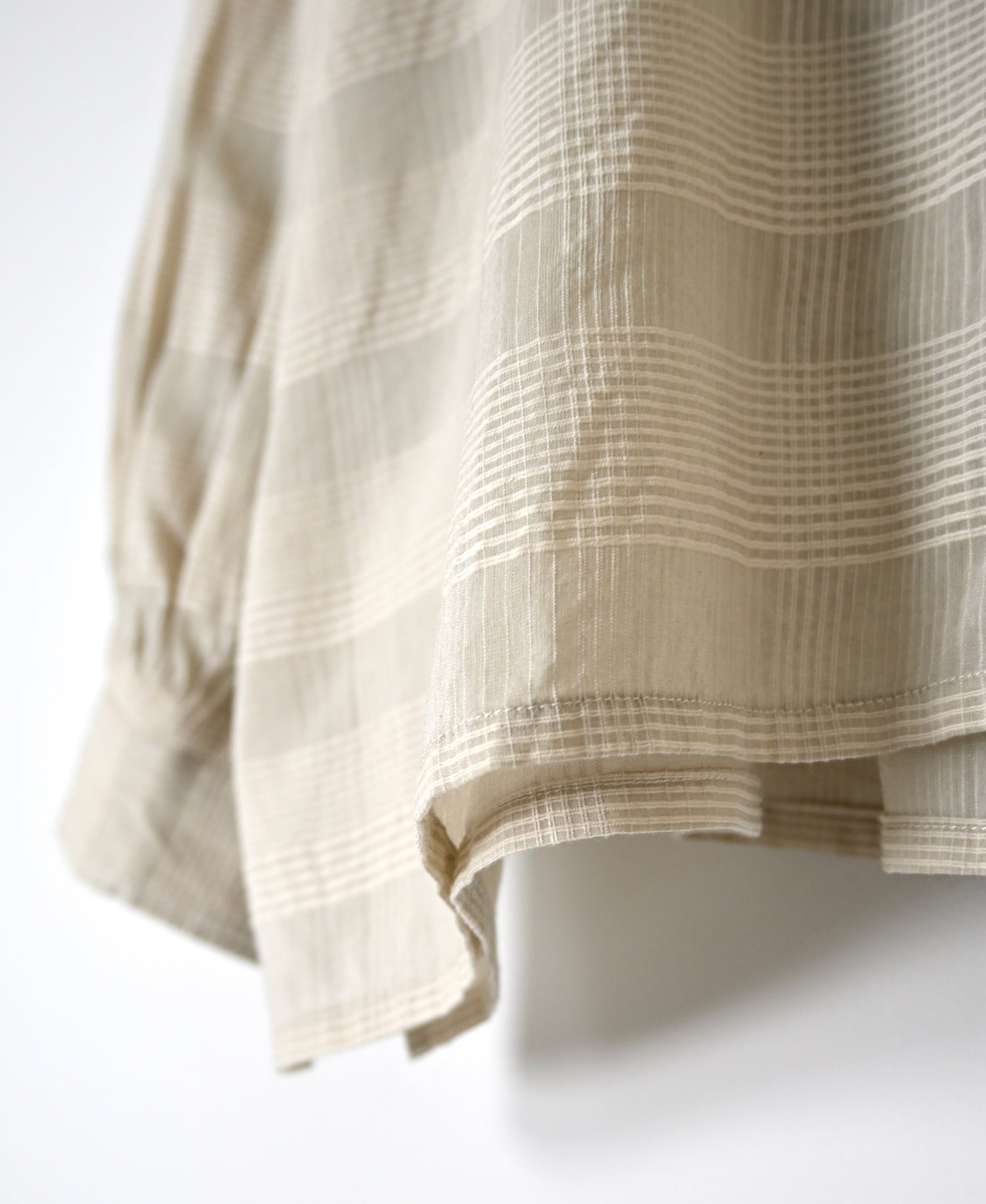 INMDS26711 COTTON/SILK SELF FINE CHECK BANDED COLLAR SHIRTS WITH MINI PINTUCK