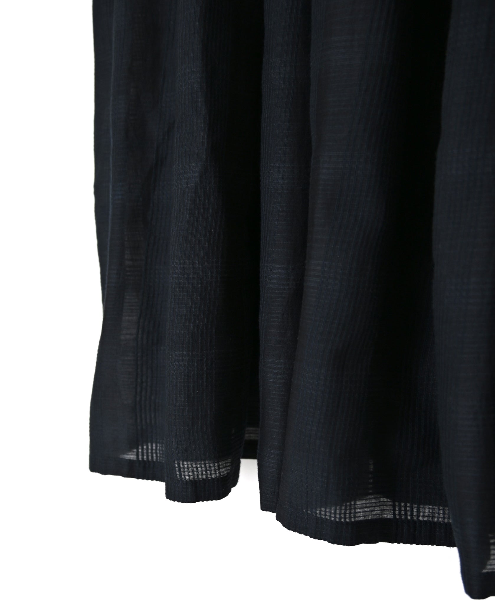 INMDS26714 COTTON/SILK SELF FINE CHECK INVERTED PLEATED L/SL DRESS WITH LINING
