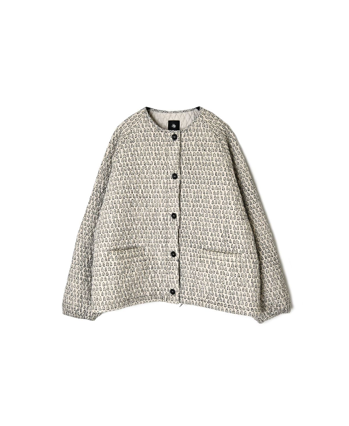 INMDS26721 80s VOILE LITTLE TREE BLOCK PRINT QUILTED RAGLAN/SL STRING JACKET