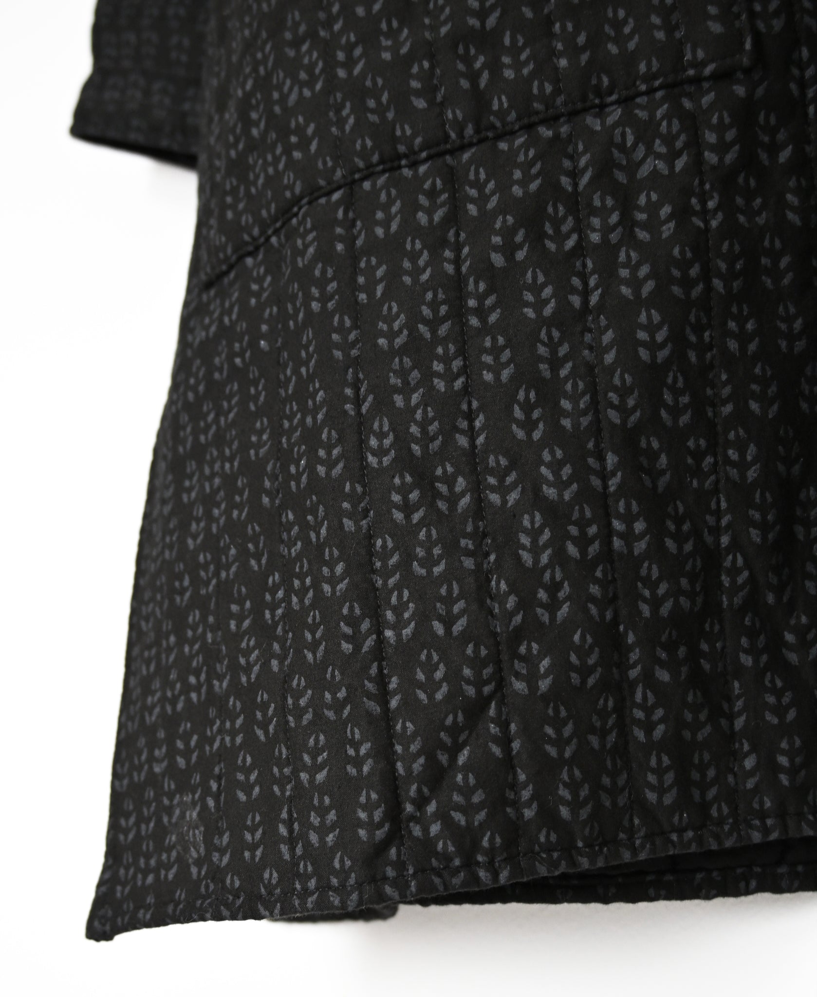 INMDS26724 80s VOILE LITTLE TREE BLOCK PRINT VERTICAL STITCHED BANDED COLLAR SHIRTS
