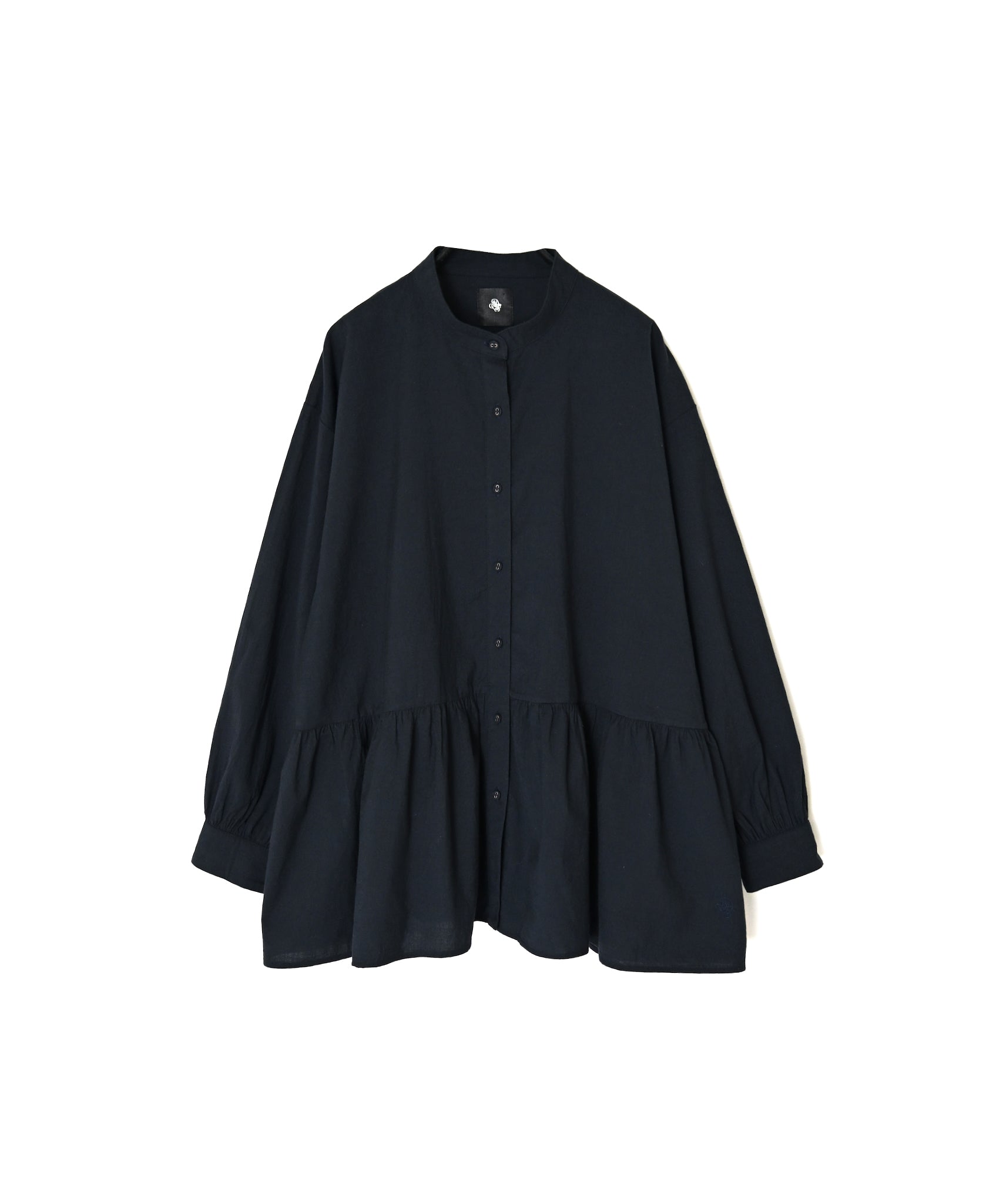 INMDS26731 HANDWOVEN HEAVY COTTON PLAIN BANDED COLLAR GATHERED SHIRTS