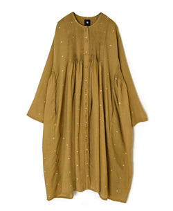 INMDS26764 BOILED WOOL SQUARE JACQUARD CREW NECK DRESS WITH MINI PINTUCK