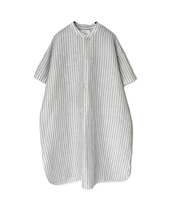INSL26333 60s AUTO LOOM COTTON/LINEN STRIPE BANDED COLLAR S/SL