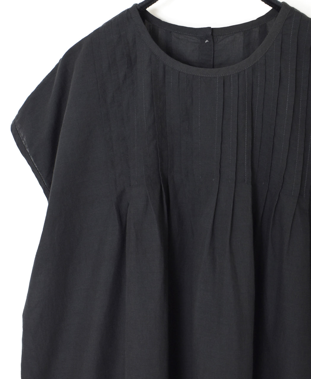 INSL26342 80s VOILE PLAIN WITH CUT WORK LACE CREW NECK FRENCH/SL SHIRTS WITH PINTUCK