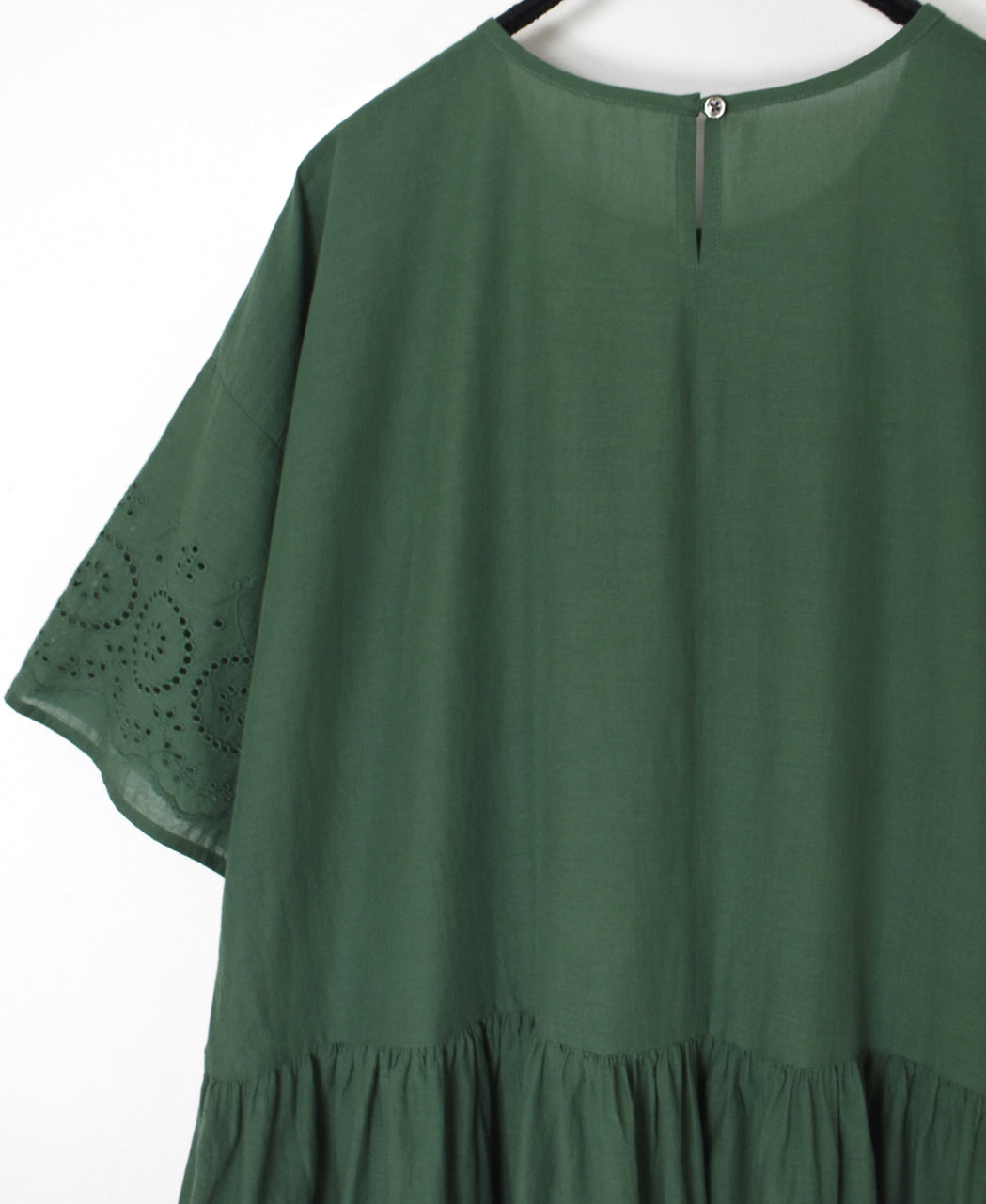 INSL26343 80s VOILE PLAIN WITH CUT WORK LACE CREW NECK PULLOVER DRESS